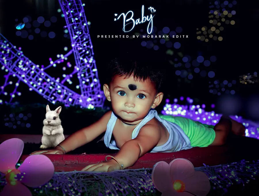 Baby portrait after cinematic edit